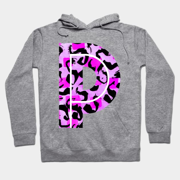 Letter P Watercolour Leopard Print Alphabet Hoodie by Squeeb Creative